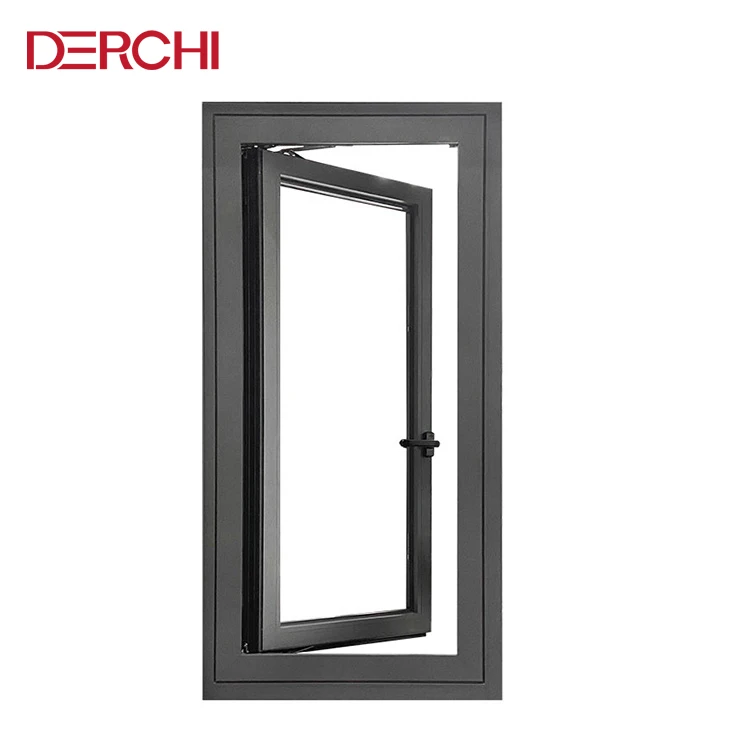 DERCHI NFRC Customized House Energy Efficient Aluminium Windows Storm Outswinging Casement Window