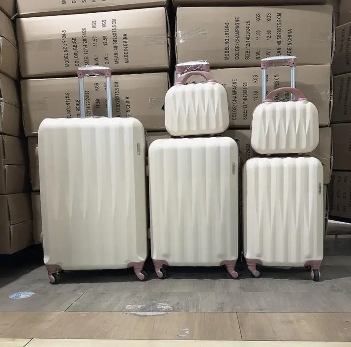 mini size hard shell plastic vanity bag cosmetic case with zip and handle 14 inch PC+ABS material travel luggage set trolley bag