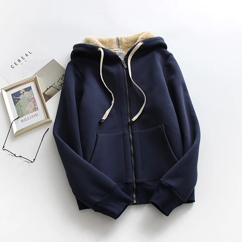 New Japan Korea version plush thickened casual hooded sweatshirt sweatpants suit for Autumn & Winter Hot Sale