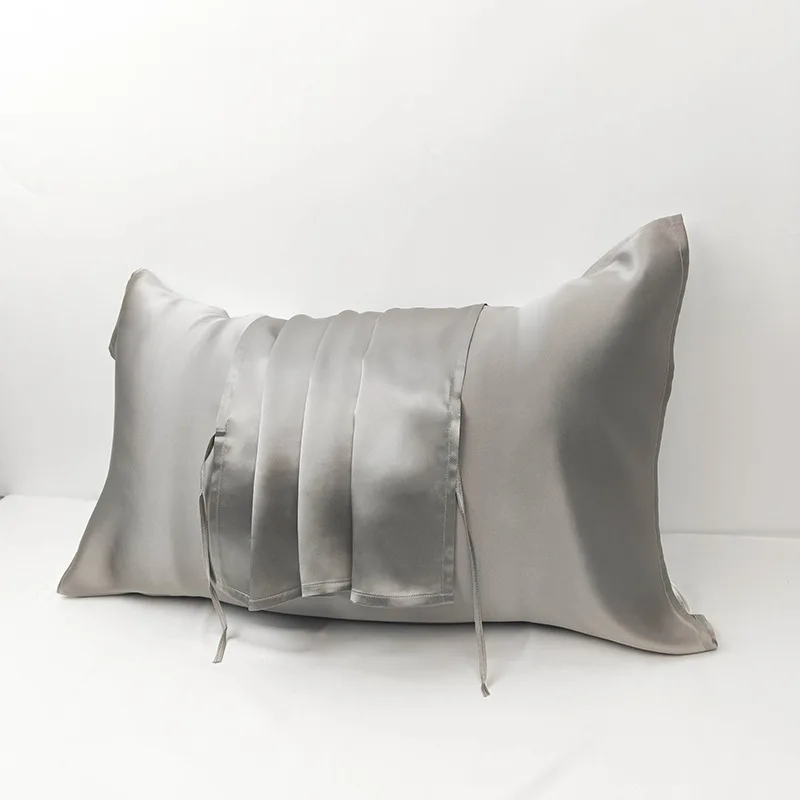 Custom Logo 100% Mulberry Slip Silk Pillowcase 22 Momme 6A Natural Solid Pattern with Gift Box for Home Hotel Hospital Use