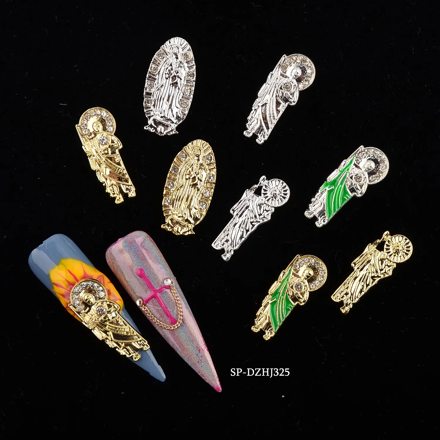 12 pcs/bag Jesus Virgin Mary Religious Wear Saint Benedict Rosary Beads nail art Jewelry Making Charms For Bracelet