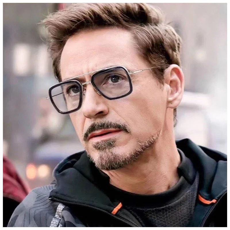 Tony Stark Sunglasses Lentes De Iron Man Vintage Retro Square Metal Frame Sunglasses for Men Women Edith Glasses