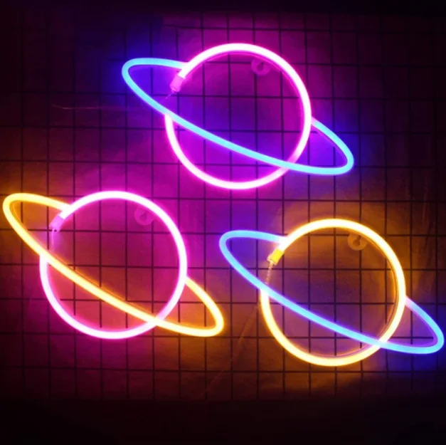 Custom Space LED Neon Sign with Acrylic Plate Decor shuttle Sign Rocket Vector Icon game room decoration led neon sign