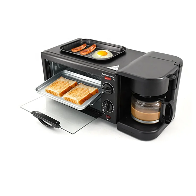 3 в 1 духовка многофункциональный набор для завтрака Кофеварка сковорода для жарки и умные тостеры хлебопечка