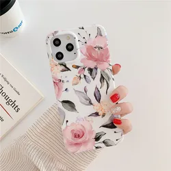 Vintage Flowers Phone Case for iPhone 14 12,Soft TPU Rubber Gel Floral Phone Cover for iPhone 13 Pro 11 X XS Max