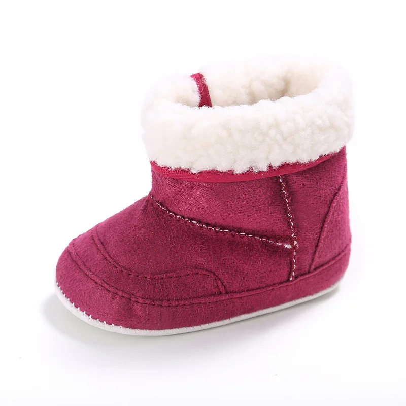 Newborn Infant Baby Girls Snow Boots Winter Warm Baby Shoes Solid Button Plush Ankle Boots 0-18M