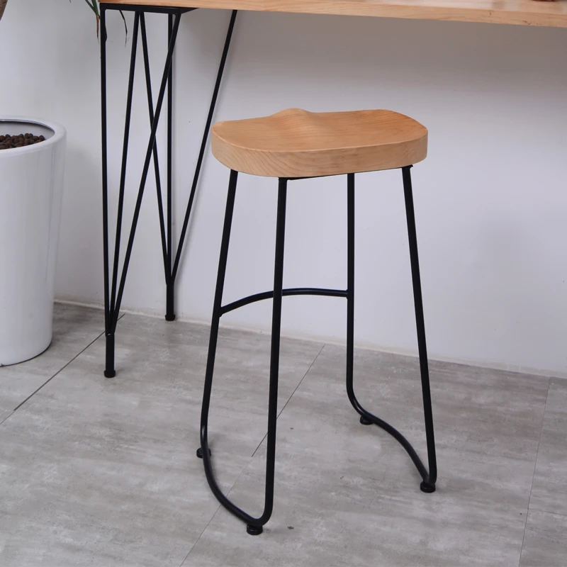 Amazon Hot Sell Nordic Wooden Metal Legs Counter Stool Bar Chair Bar Furniture