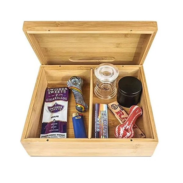 GL Bamboo Box Storage Organizer Bamboo Wooden Stash Box