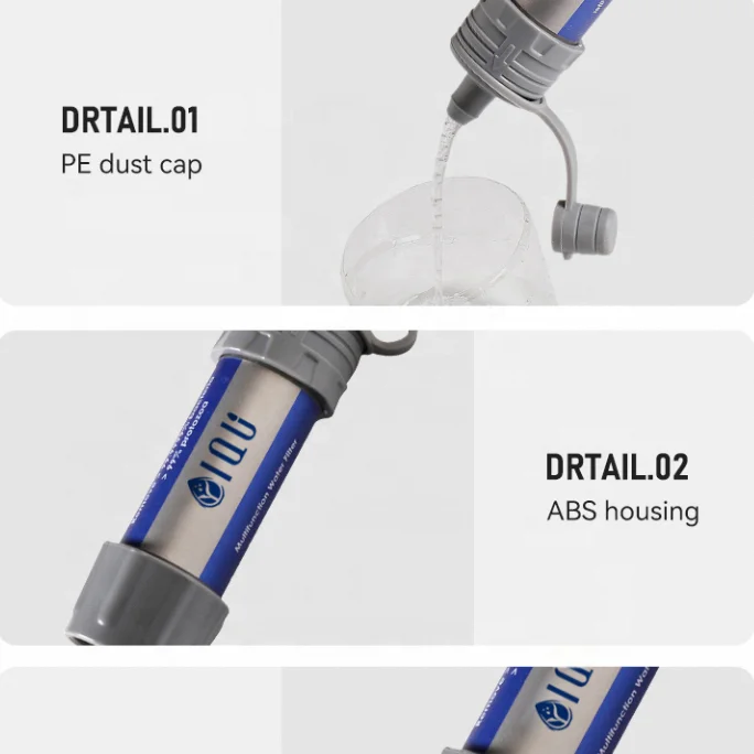 Outdoor Survival Portable Water Filter Straws Water Purifier Camping Hiking Emergency