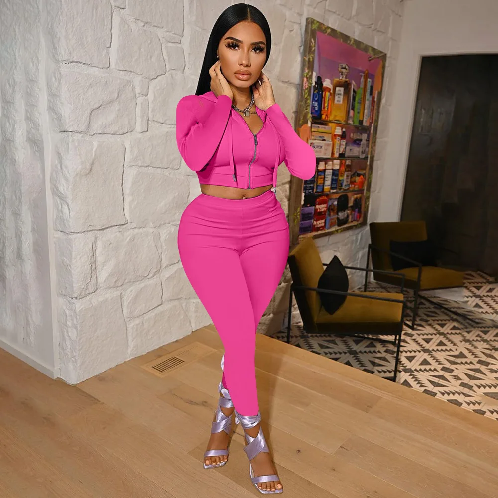 CH70-1 осенняя одежда укороченный Топ Леггинсы для женщин по индивидуальному заказу спортивные штаны и толстовка с капюшоном и спортивные штаны комплект из двух предметов, комплект со штанами, зимние комплекты для женщин