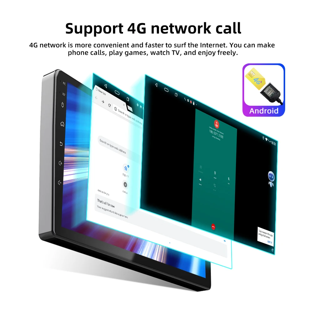 Universal car DVD player 9 inch Double DIN car video Android GPS 8- Core 4+64GB 4G Carplay DSP/RDS multimedia