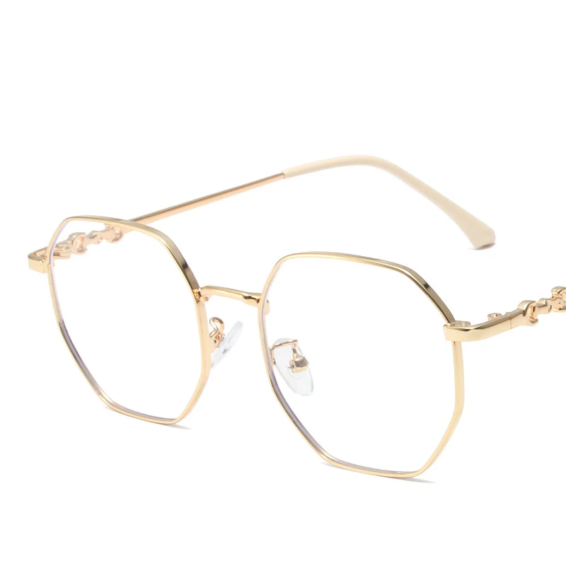Golden Women Anti Blue Light Glasses Women Square Spectacles Frames Computer Decorative Eyeglasses Ladies Trendy Eyewear 2024