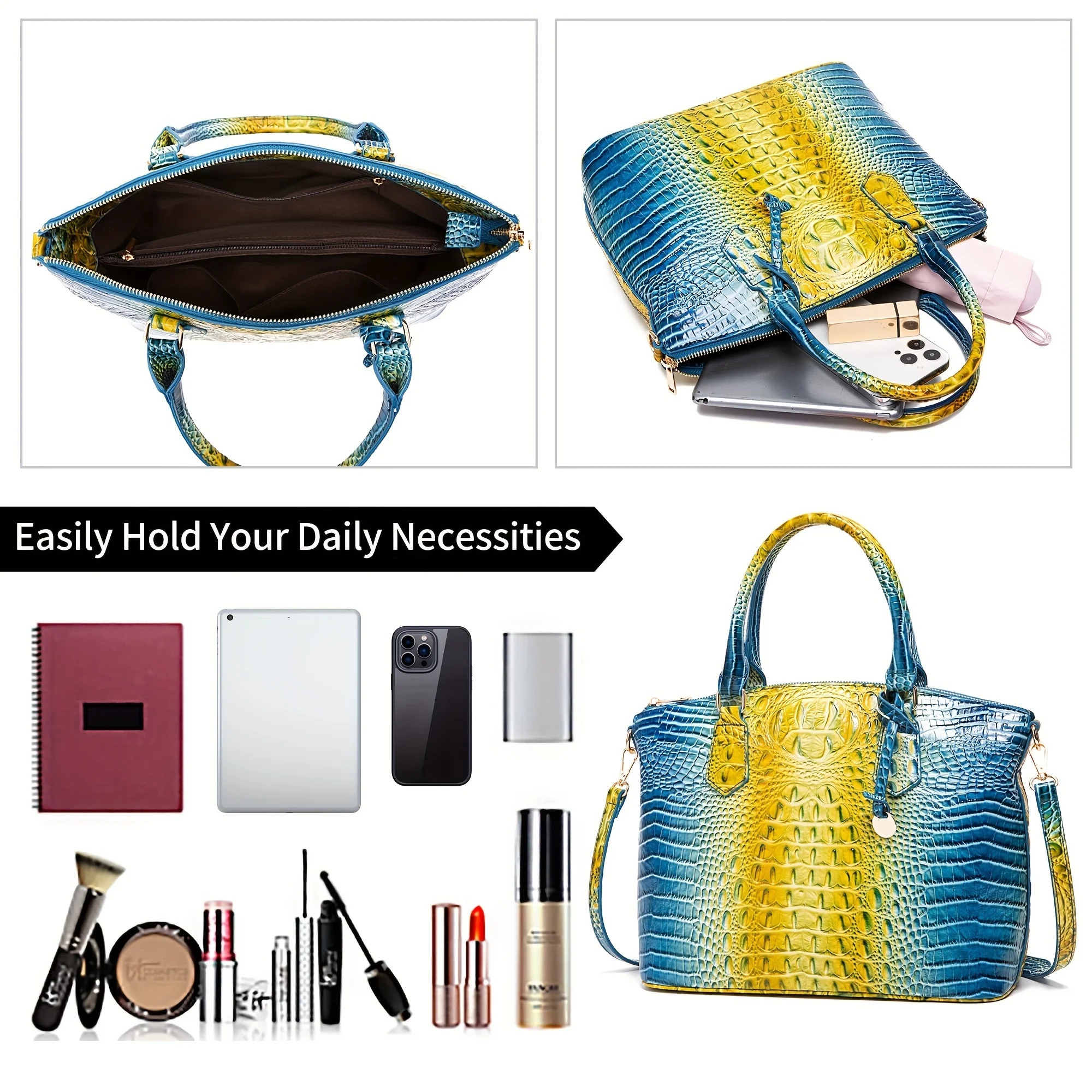 Vintage Ladies Hand Bags High Quality PU Leather Shoulder Bag Top Handle Purse Crocodile Pattern Handbags for Women Luxury