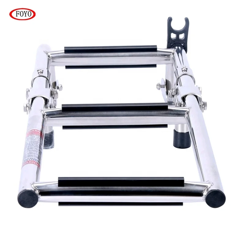 FOYO Mirror Polished Small folding boat ladder for marine narrow step ladders