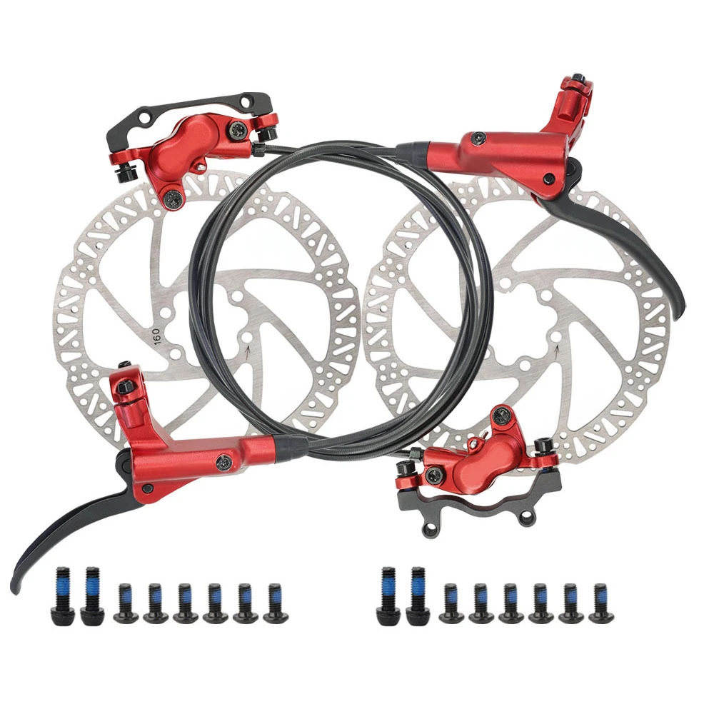 160mm 180mm Rotor Brake Caliper Hydraulic Disc Brake Forged Alloy Lever 4 Piston Oil Brake Kit Other Bicycle Parts