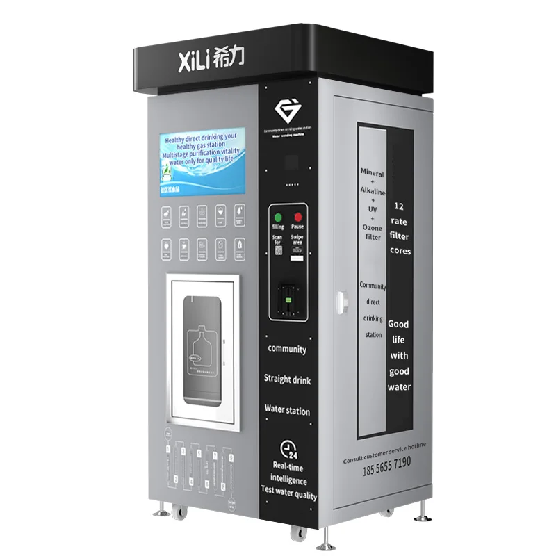 3T Per Day Galvanized Steel + 304 Stainless Steel Outdoor Self-service Water Dispenser 800 GPD Pure Water Maker Treatment