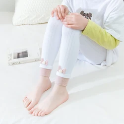 Оптовая продажа, высококачественные трико для маленьких девочек, Разноцветные Детские хлопковые зимние колготки в рубчик с милыми мультяшными животными