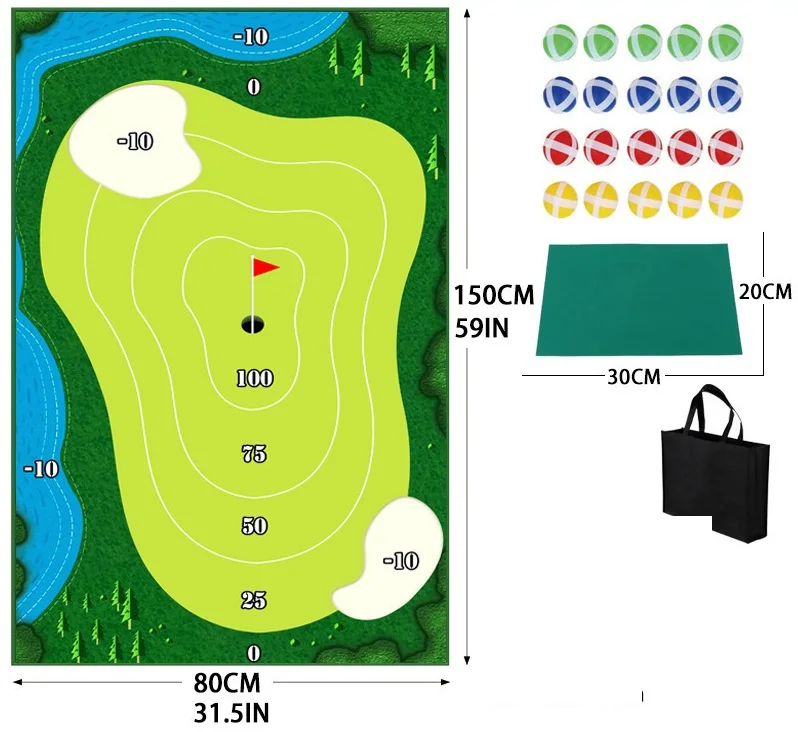 Chipping Golf and darts mat Tour Backyard Golf Cornhole and Pong target velcro-s hitting Indoor or Outdoor Chipping practice