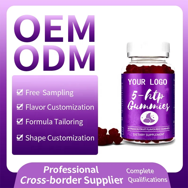 OEM ODM 5-HTP Supplements Melatonin Sleep Gummies Improve Relax Promote Sleeping Deep Melatonin Gummy Candy