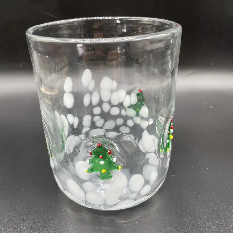 Christmas Tree Design Insulated Clear Trendy Creative Custom Walled Glass Shot Glass For Christmas Gift