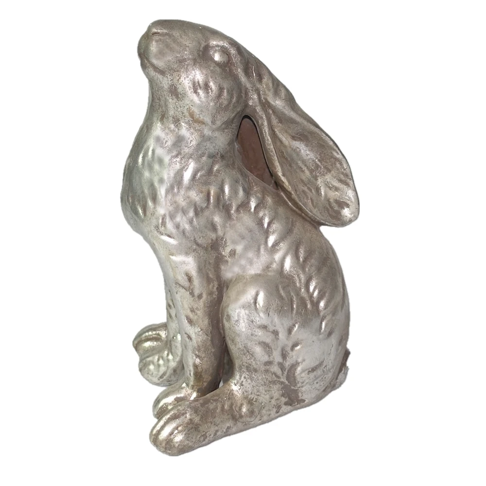 Tabletop Decoration Silver Resin Sitting Rabbit Figurine Decor Polyresin Rabbit Statue