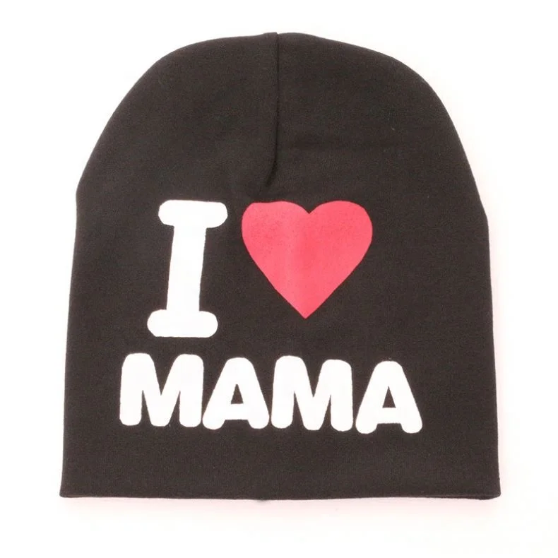 Spring Autumn Baby Knitted Warm Cotton Beanie Hat For Toddler Baby Kids Girl Boy I LOVE PAPA MAMA Print Baby Hats