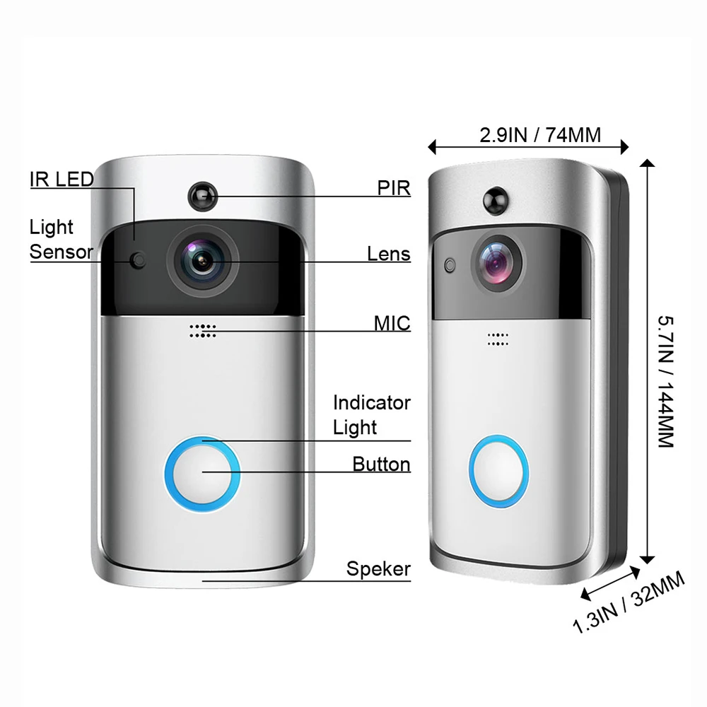 2022 Tuya Waterproof Night Vision Home Security 1080p Fhd Camera Digital Visual Wifi Smart Video Doorbell