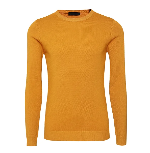 Rice Knitted Pullover viscose Jumper O-Neck Slim Fit Thin Blank Men Sweater