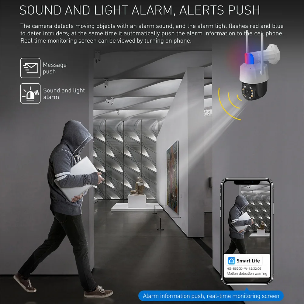 REHENT Patrol Auto Tracking WiFi 5MP 20x Optical Zoom PTZ CCTV Floodlight Color Night Vison Outdoor Security Tuya IP Camera