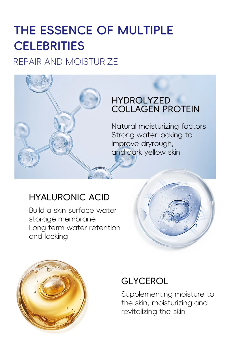 Low Moq Oem Face Mask collagen moisturizing repair Anti Aging Collagen face care  elastic Facial Mask Sheet