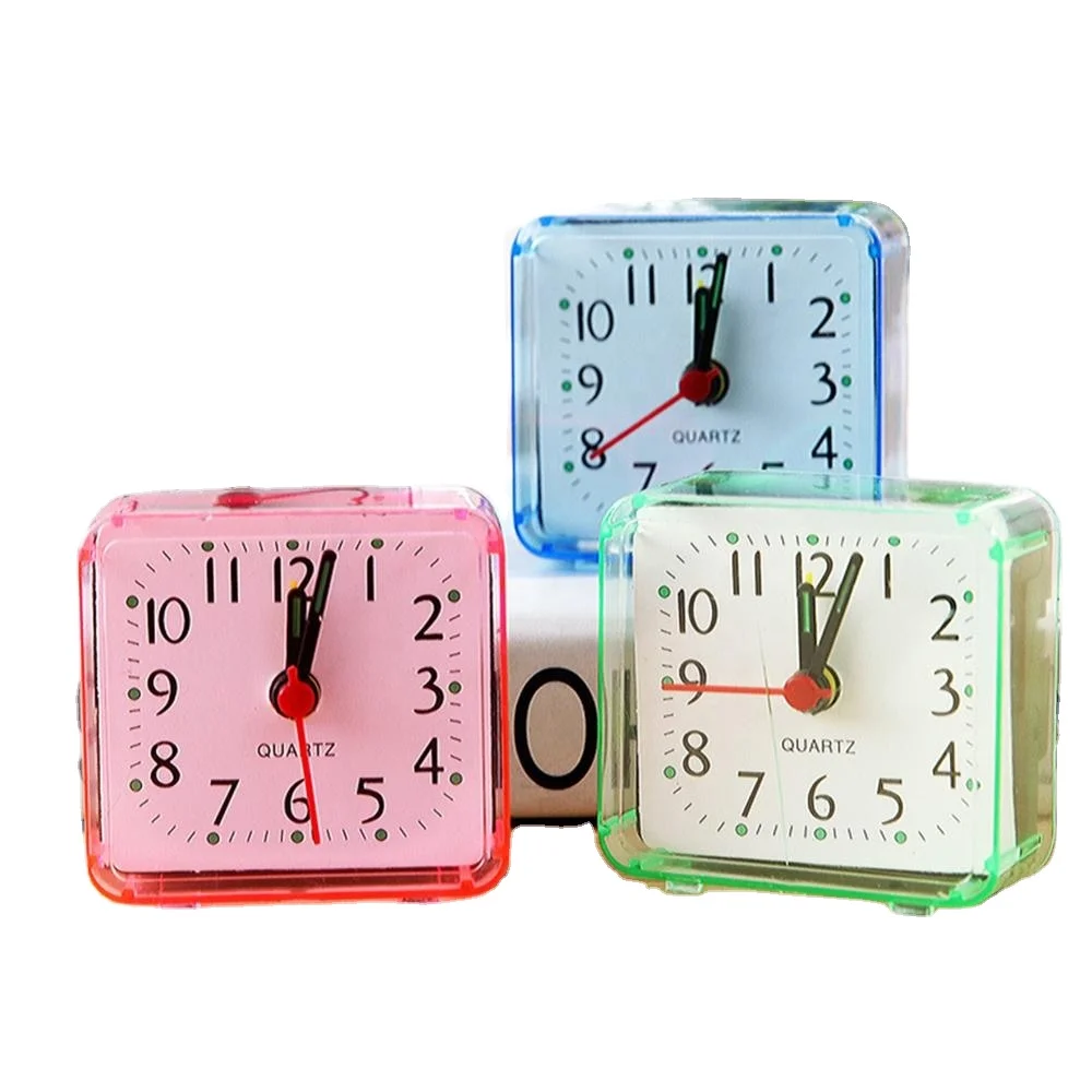 Alarm Clock Square Portable Plastic Table Clock Battery Operated Bed Clock for Student Adult Morning Call(Green)