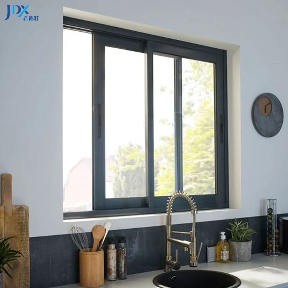 House Hurricane Impact Aluminum Double Sliding Windows Tempered Glass Sliding Windows For Home