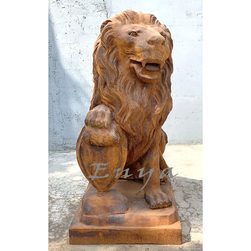 Cast Iron Big Paired Garden Large Outdoor Lion Animal Statues Life Size