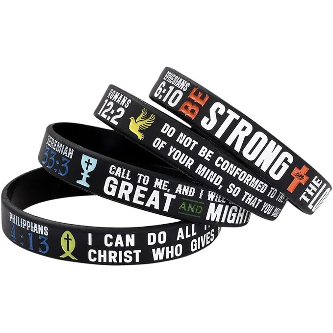 2024 New Faith Christian Bible Verse Silicone Bracelets Philippians Ephesians Romans Jeremiah Religious Scriptures Wristbands