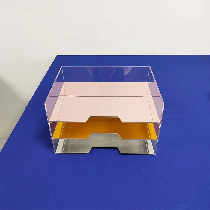 2 Pack Acrylic Paper Tray Desktop Lucite File Organizer Tray Stackable Acrylic Letter Tray For Office