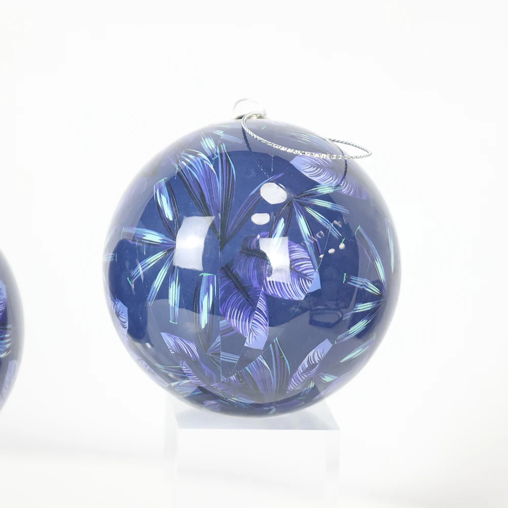 Custom Pattern Logo Shatterproof Bauble Decoupage Christmas Balls Blue Ornaments Bolas De Navidad For Xmas Tree Decorations