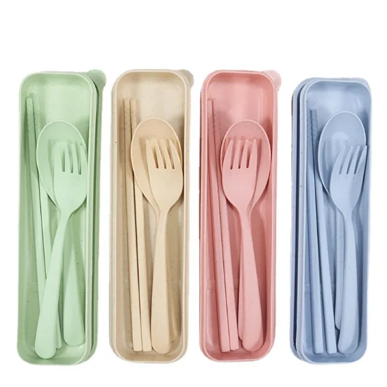 Eco Friendly Travel Utensil Set Wheat Straw Cutlery
