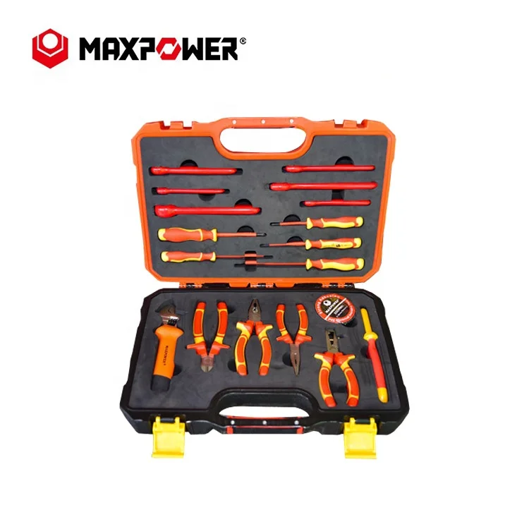 Maxpower 19 шт. 1000 В электрики с изоляцией VDE набор ручных инструментов водонепроницаемым корпусом