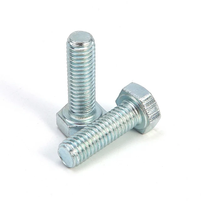 Chinese factory inventory full thread metric external hex head bolt M8 grade 8.8 blue white zinc High quality hex bolts