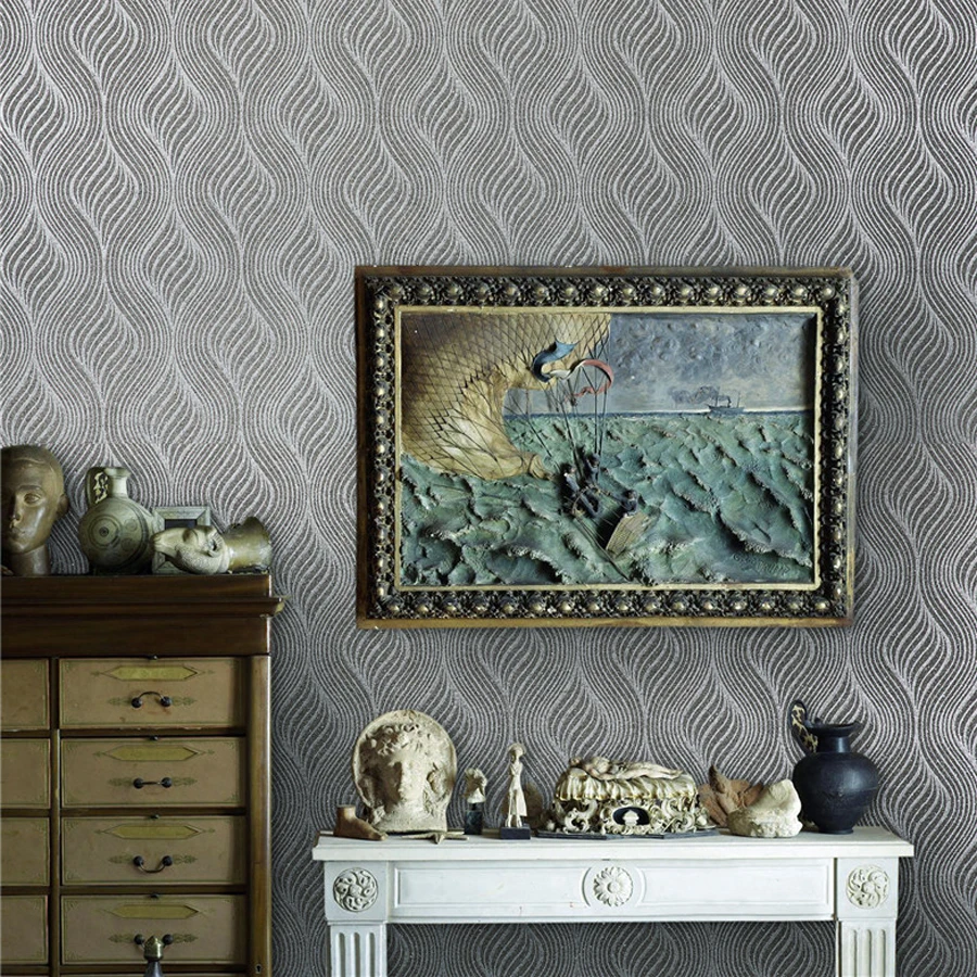 Free Samples Black Gold Glitter Mica Wallpaper Fireproof Wallpaper Fashion Home Interior Decoration