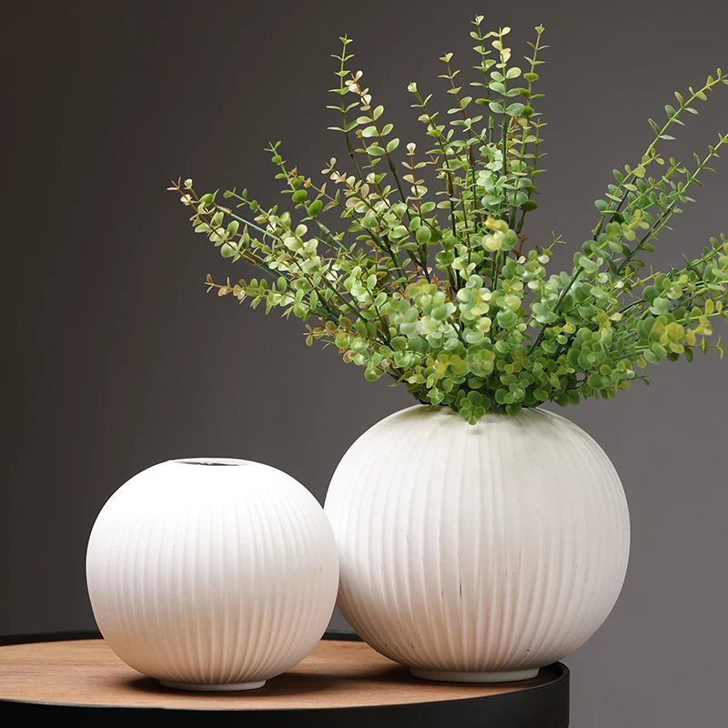 Оптовая продажа, небольшая современная круглая керамическая ваза для цветов для домашнего декора, набор керамических ваз для цветов