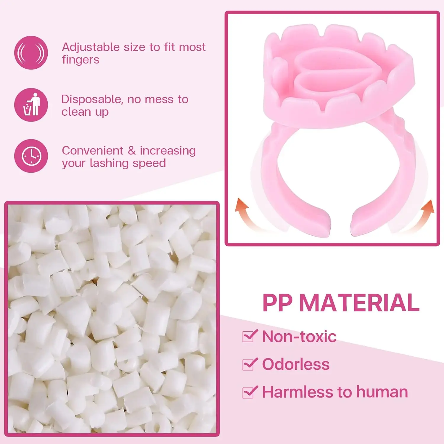 Wholesale Cheap White Plastic Glue Ring Various Size And Styles Lash Glue Ring Custom Package Glue Ring For Eyelash Extension