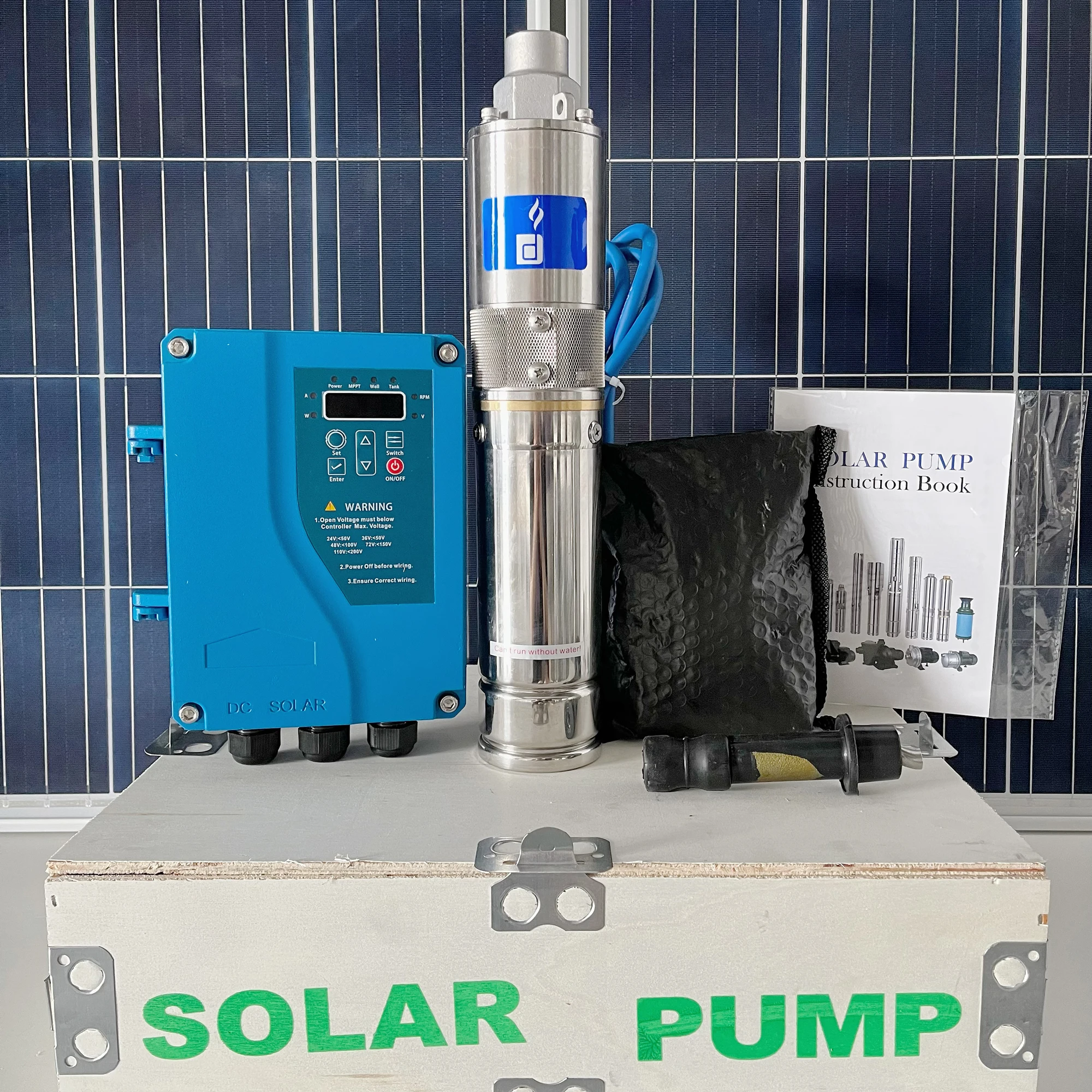 0.16HP 56 Meters Head Screw 24V Solar Submersible Water Pump 1.2m3/h Water Pumps for Agriculture Irrigation