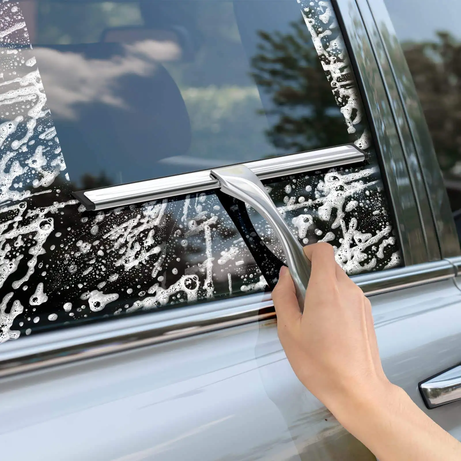 Silicone Squeegee Rubber Wiper Popular Window Cleaner Window Cleaner Tool Stainless Steel Window Washing Tie Customized Size