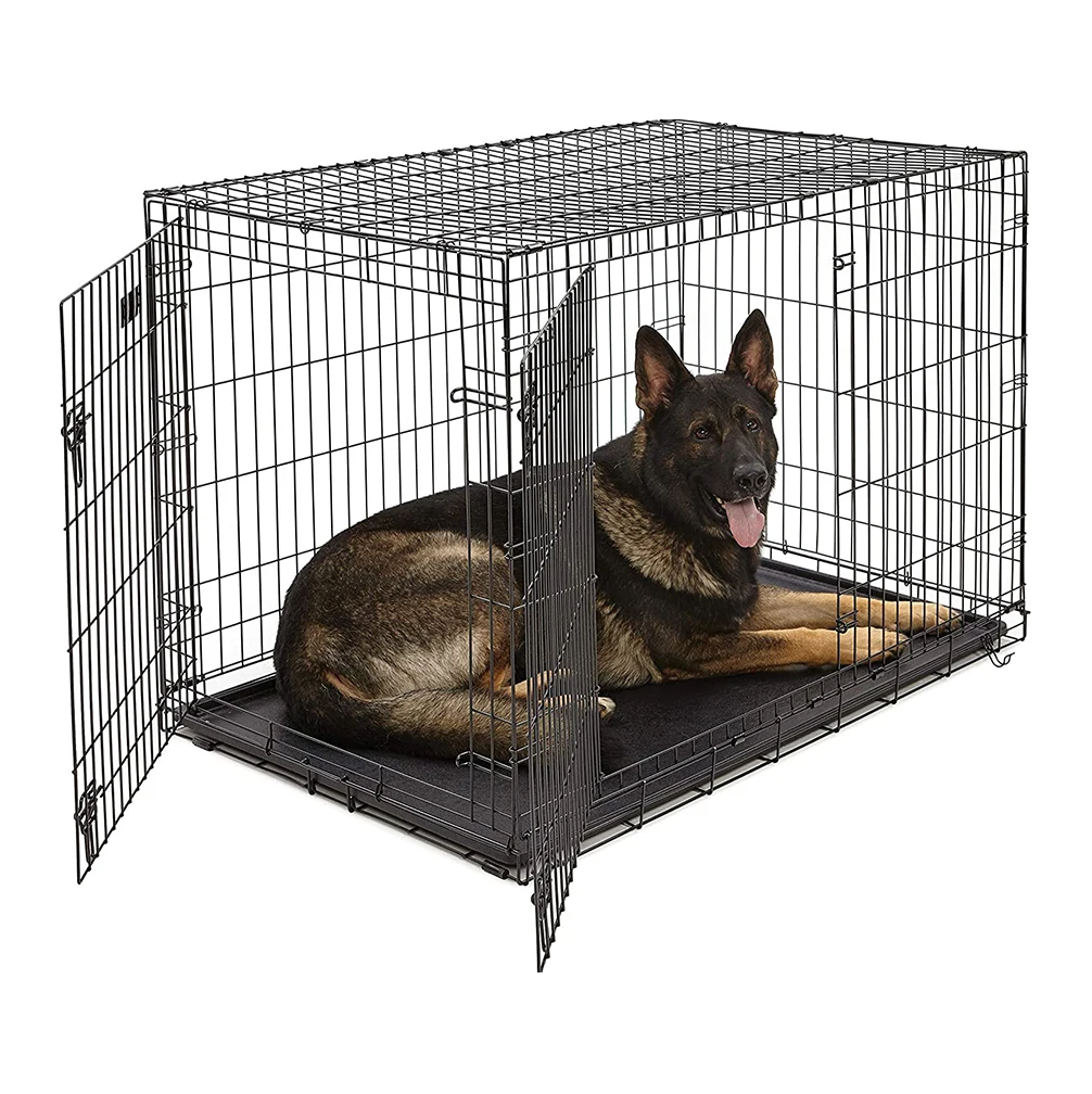 Best Quality 42 Inch Large Dog Crate Portable Folding Metal Dog Cages with Plastic Tray