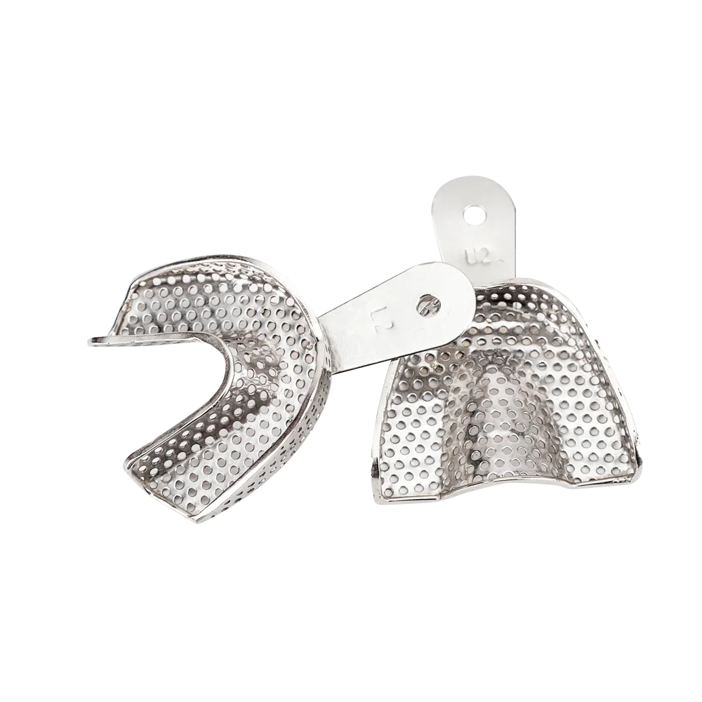High Quality Dental Autoclavable Metal Impression Trays Stainless Steel Upper Lower Dental Perforated Impression Trays for 6 pc