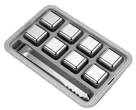 Set of 4 with plastic box Stainless Steel Wisky Stones Wine Cooler Ice Cubes