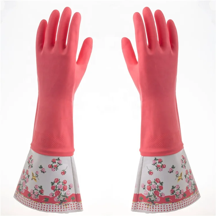 custom printed latex shoulder rubber reusable gloves