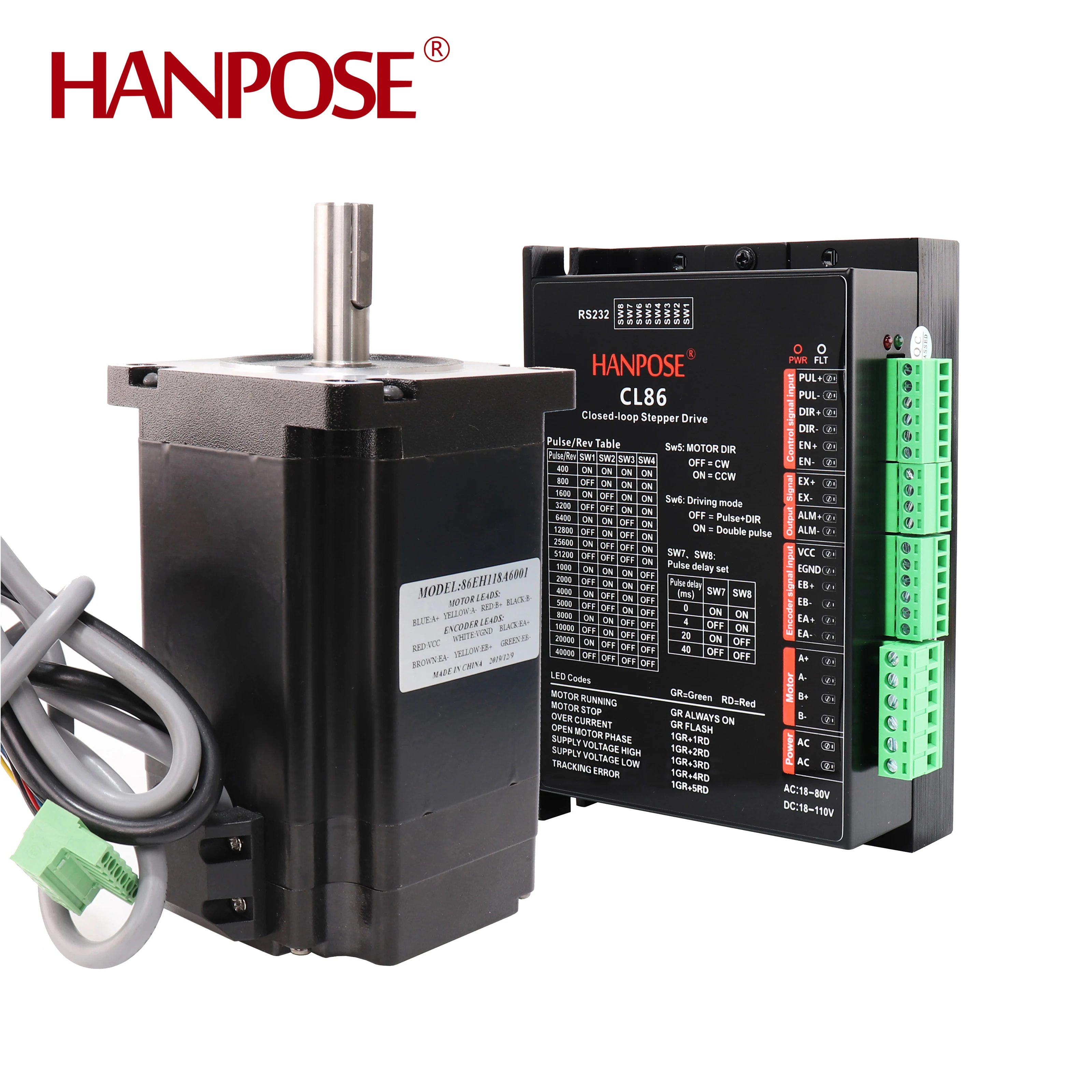 
cnc stepper motor kit closed loop stepper 8.0N.m motor 86EH11860A6001 nema34 stepper motor close loop   CL86 Drive 