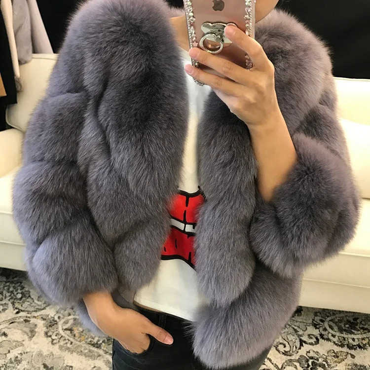 Fur Jacket Wholesale 100% Fox Fur Coat Women Winter Warm Fur Jacket For Ladies
